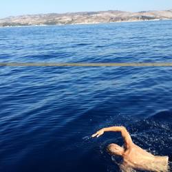 Bei wenig Wind Schwimmen gegangen