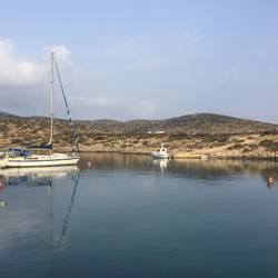 Levithia mooring looking west with taverna just visible