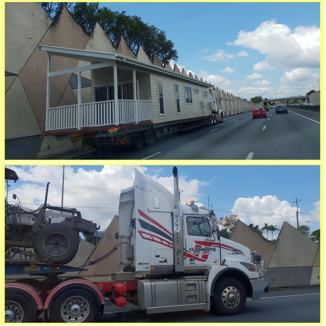 transportable Fertigteilhäuser auf dem Highway