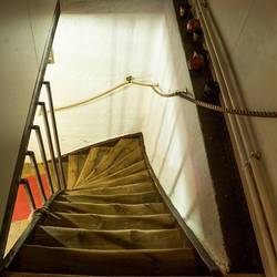 Well worn stairway at Hotel Djupavik.