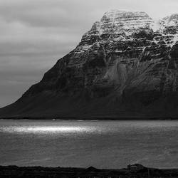 Sun spot on Reykjarfjord, as scene from Gjogur.