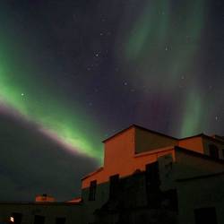 Aurora over the Djupavik Herring Factory.