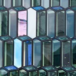 Glass cellular wall of Harpa Concert Hall, Reykjavik.