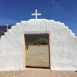 Lookig out from church courtyard