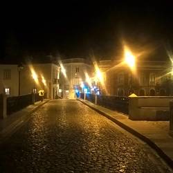 Tavira town square at night