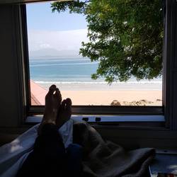 Aussicht von unserem Zugabteil