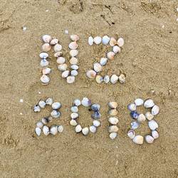 Left our mark in shells on the beach!