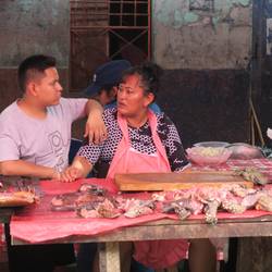 Verkaufsstand mit Schildkrötenfleisch auf dem Markt in Belén