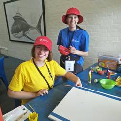 Camper Stephanie in yellow and Mel her buddy