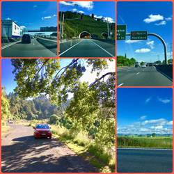 Driving through cities and countryside, and our cute little rental car!