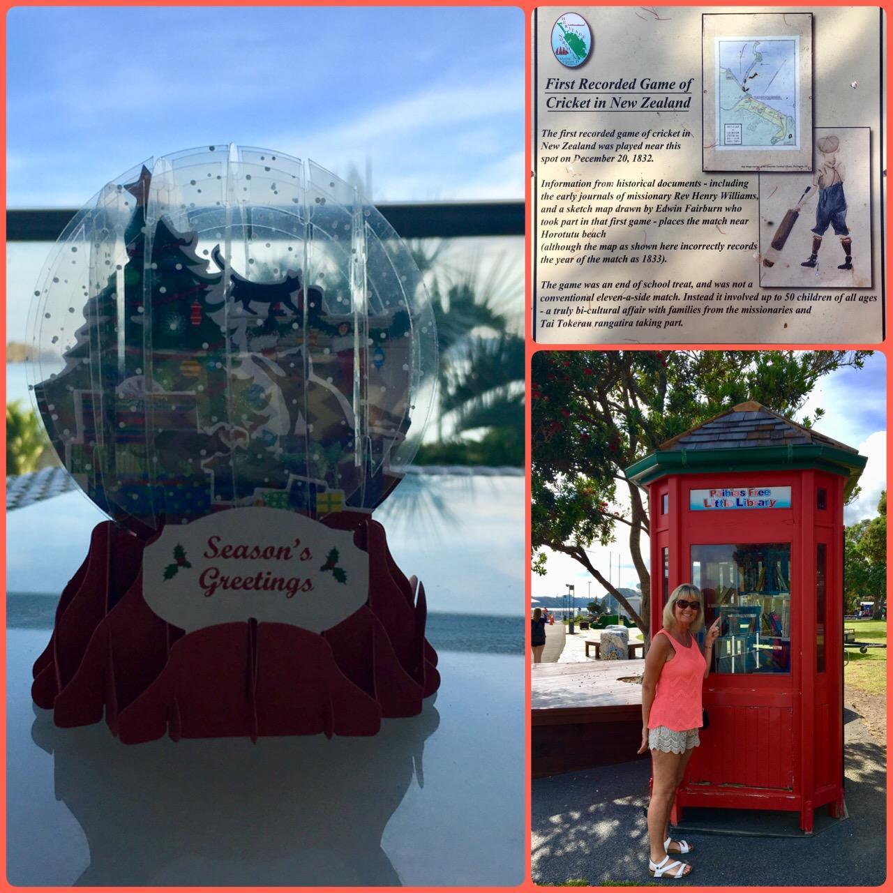 Our Christmas tree, cricket ground info, Paihia "library"
