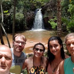 Watervalgroepselfie