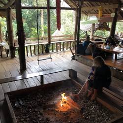 The Cave Lodge was a super chill place to hang out, complete with a swing and hammocks.