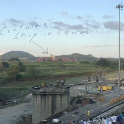 Container ship in new Canal 85' above sea level