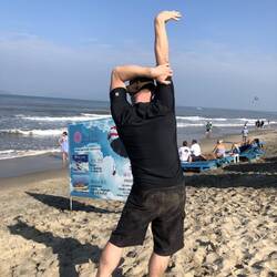 We saw two teenagers doing poses in their bikinis, so we did them too! 👙(Geoff's version)