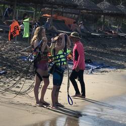 Getting ready to go parasailing