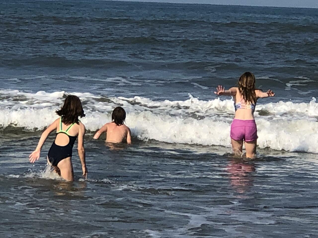 Playing in the waves