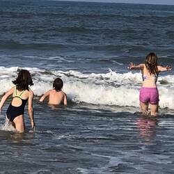 Playing in the waves
