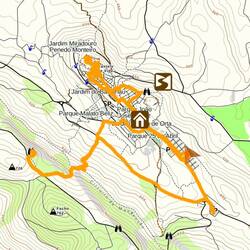 Our walk today. Chris added the left arm section up to a church in the mountain - 11.2 km!