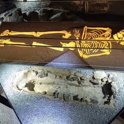 Two skeletons, one over the other, were found in one grave