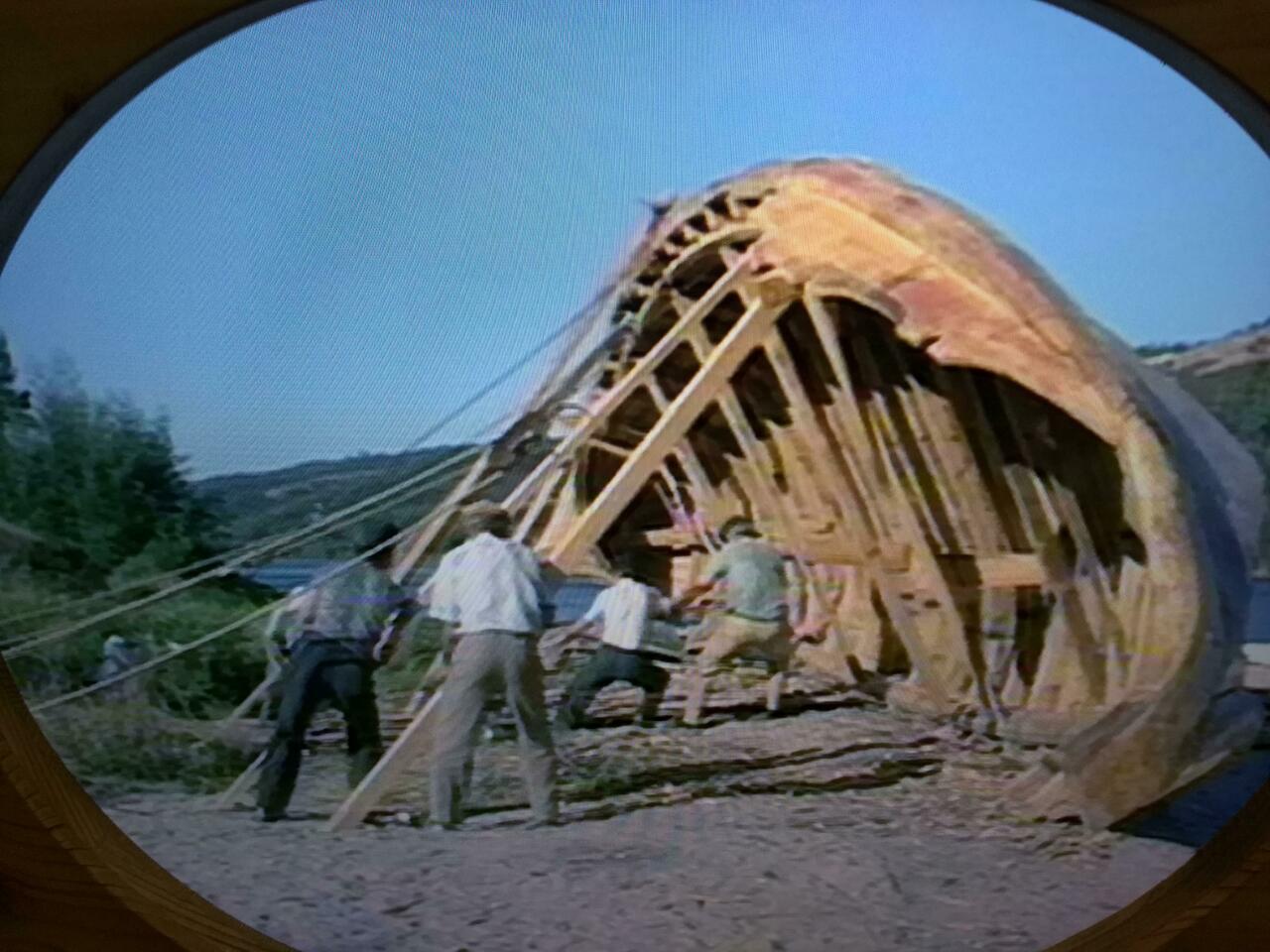 Flipping it over to waterproof it took all those men and several oxen.