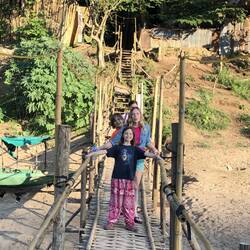 Bamboo bridge across the Nam Khan river