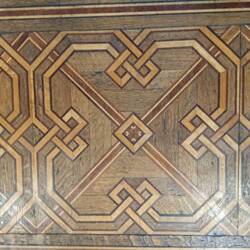 Closeup of the inlaid wooden floor