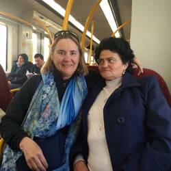 A lady on the train insisted on draping her lovely silk scarf all over me. So funny!