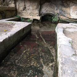 The red 'blood' in the spring's waters.