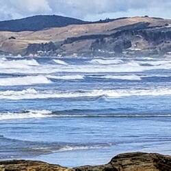 Big waves...but no surfers. Absolutely no one else in the beach!