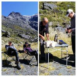 Enjoying 'morning tea' thanks to our guide Terry's prep.