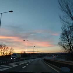 Beautiful sunrise on the way to the airport