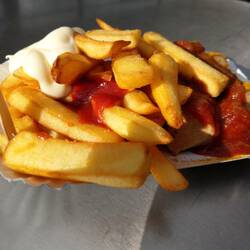 My first (but definitely not my last) Currywurst of the trip!