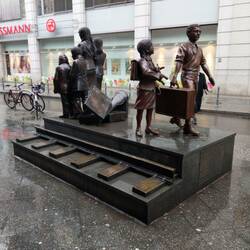 "Trains to life and trains to death". The memorial to the Kindertransport and those who didn't make it.