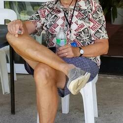 DB in his handmade islander shirt.