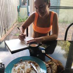 Writing our diaries with a cuppa