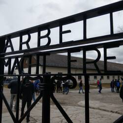 The "Arbeit Macht Frei" inscription on the entrance gate