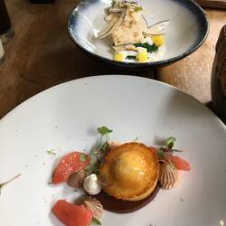 Ginger parfait and yuzu cake