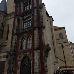 Bomb damage from the war causing half the town hall to be demolished