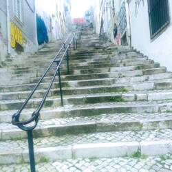 First up a steep road, then these 150 steep stairs