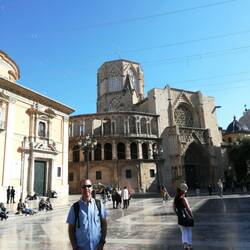 Cathedral in background