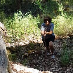 Elvira doing some mountain climbing