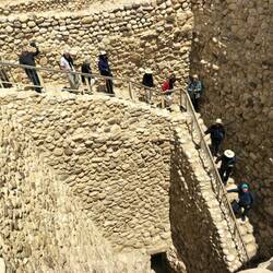 Huge cistern. We went down the steps and came out through the dry valley bed