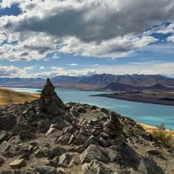 Aussicht vom Gipfel des Mt John auf Lake Tekapo