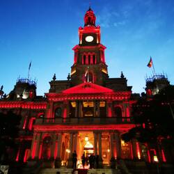 Sydney Town Hall am Abend