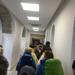 Schlange für die Compostela