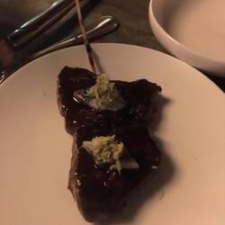 WAGYU FLAT IRON: White Anchovy, Fresh Wasabi