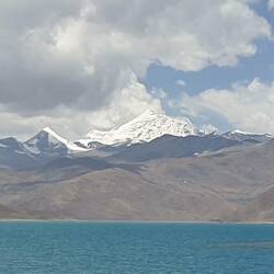 View of lake and mountain ranges in the background