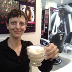 My third free coffee of the day, this time at the beauty parlour