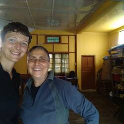 With Christina, the sweat yoga teacher